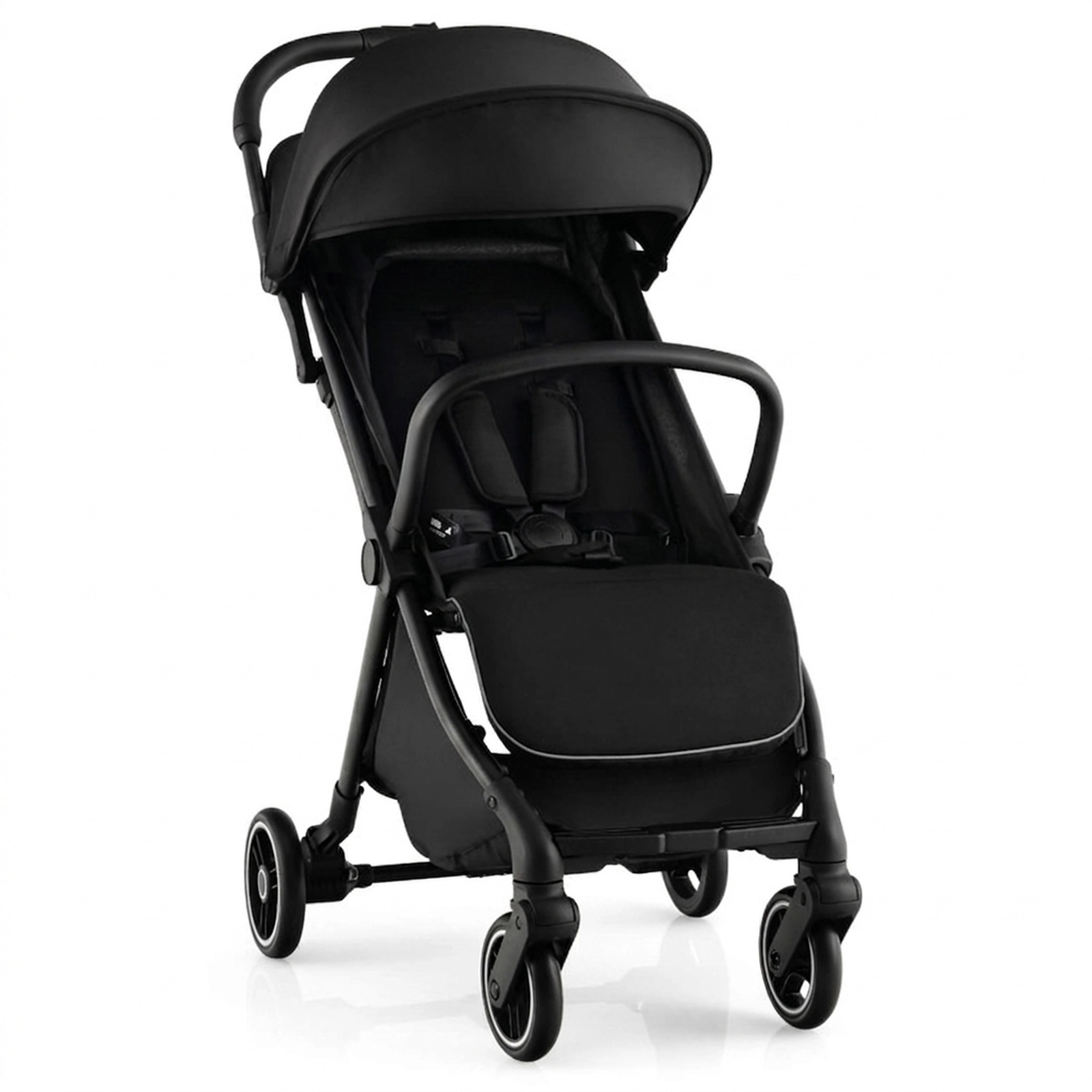 SUGIFT Black 33-lb Capacity One-Hand Folding Lightweight Aluminum Baby Stroller with Magnetic Skylight