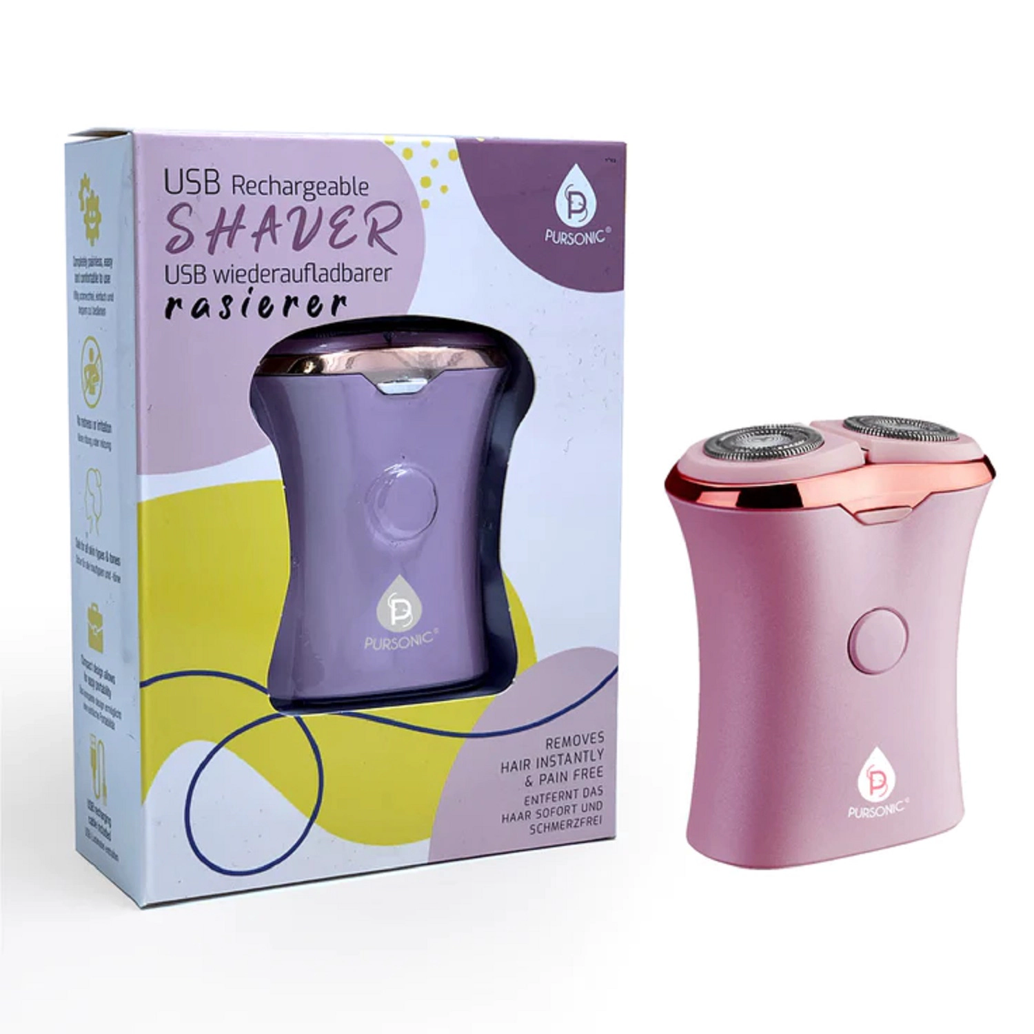 Pursonic Women's IPL Laser Hair Removal & Painless Shaver Duo: At-Home Smooth Skin Treatment System