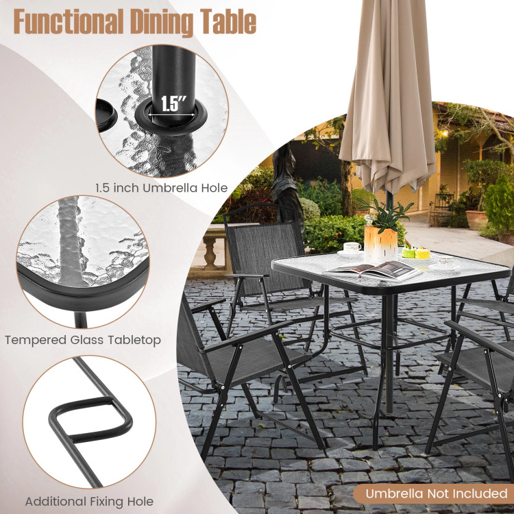 Hivvago Patio Dining Set For 4 With Umbrella Hole