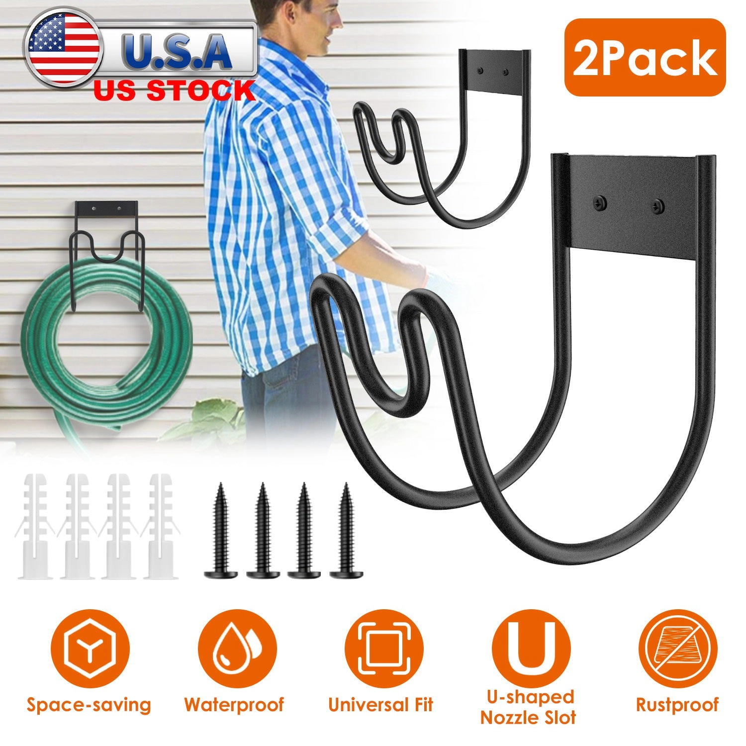 GBruno 2-Pack Stainless Steel Garden Hose Holder