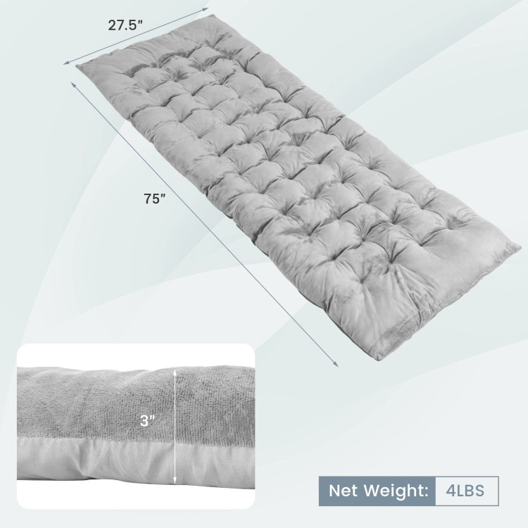 SUGIFT 75-in x 27.5-in 3-in Thick Crystal Velvet Camping Cot Pad with Non-Slip Fixing Strap and Pocket