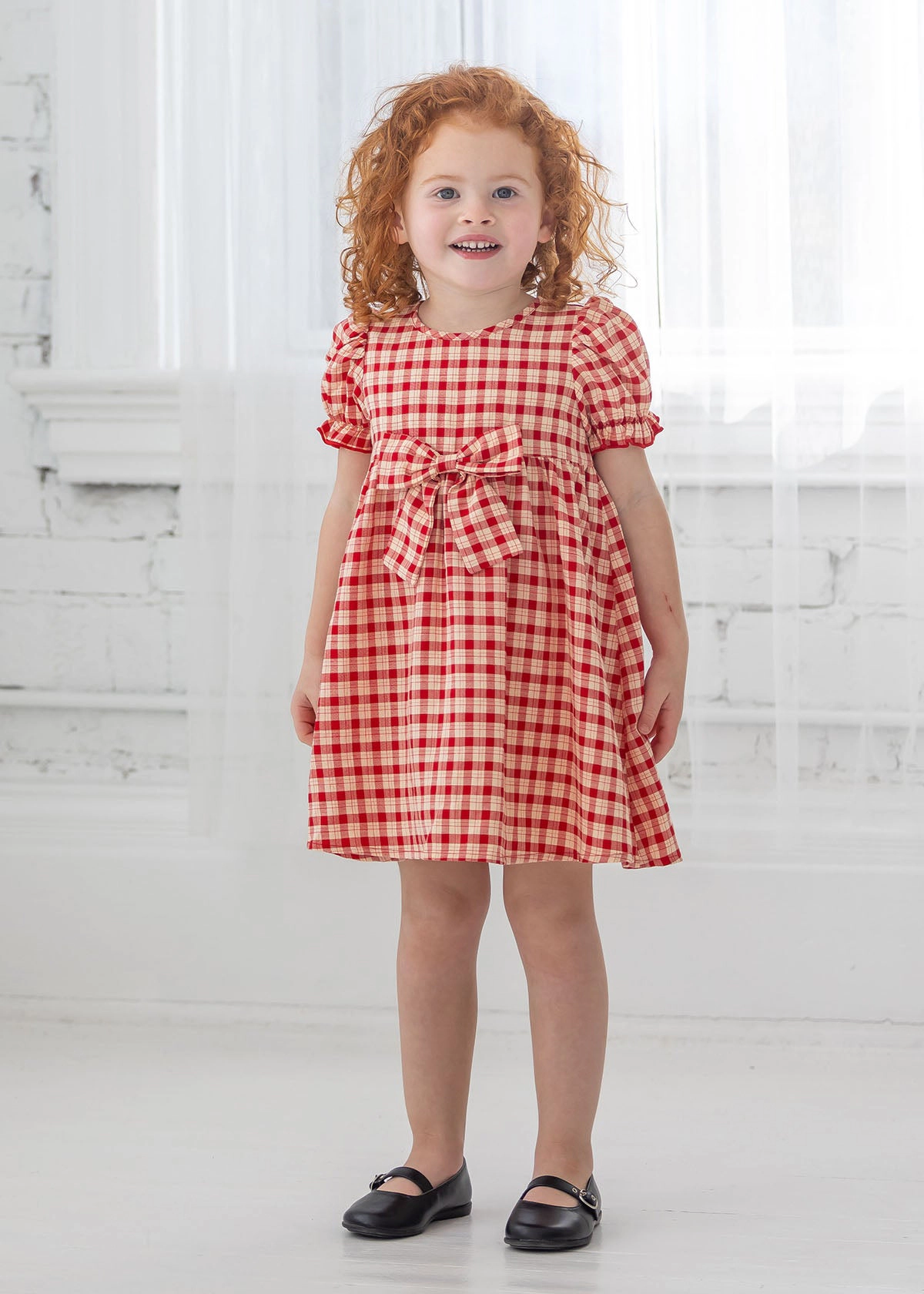 Mabel and Honey Paisley Woven Plaid Girls Dress