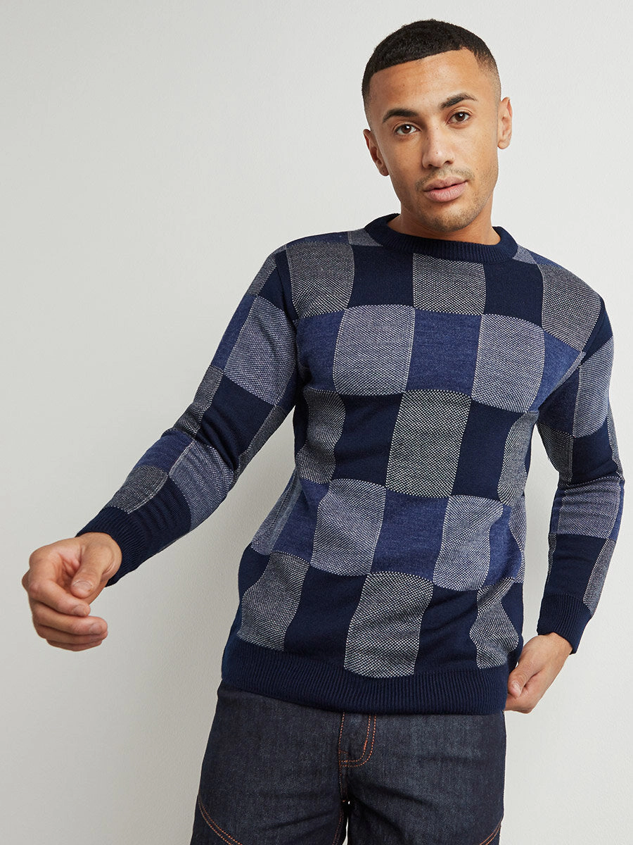 Campus Sutra Block Check Pullover Sweater
