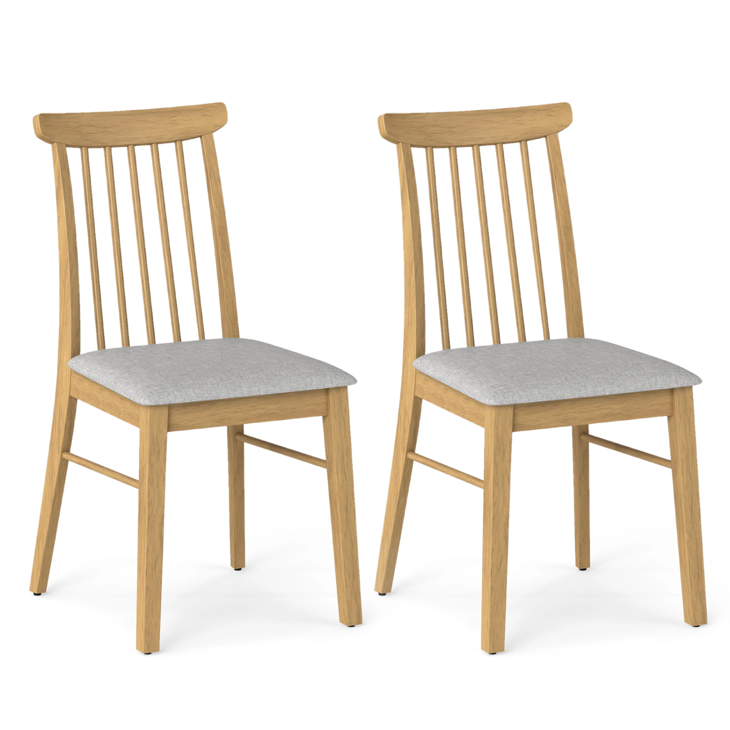 LJG Dining Chairs Set of 2 Fabric Upholstered Kitchen Armless Chairs with Rubber Wood Frame