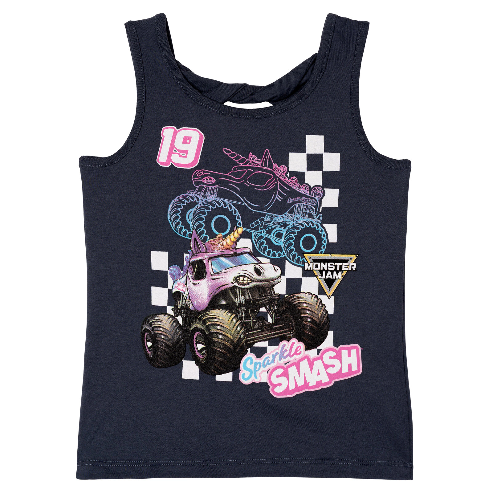 Monster Jam Sparkle Smash Girls' Athletic 2-Piece Tank Top and Shorts Set