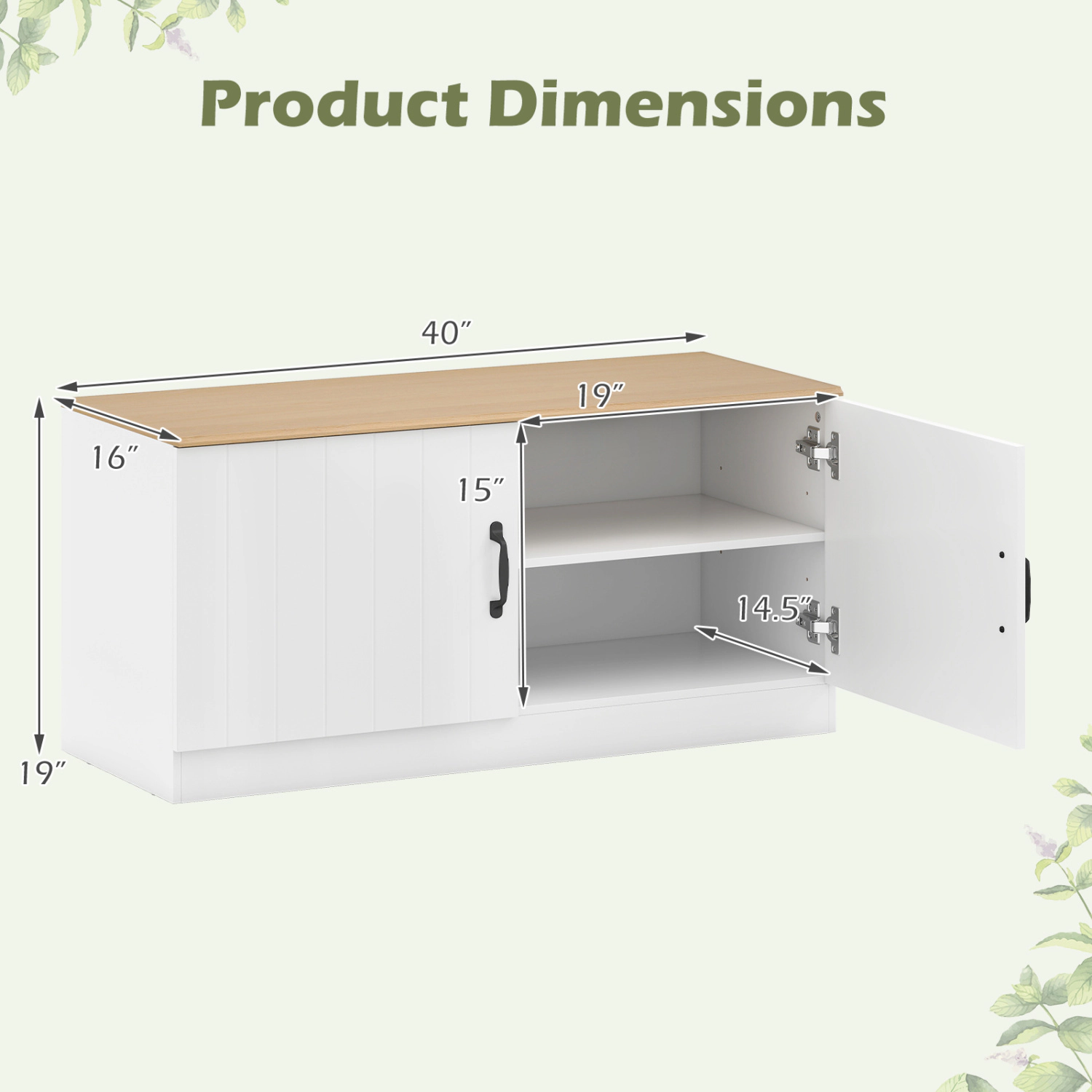 Glintex 40-Inch 2-Door Shoe Bench with Soft-Close Hinges and Anti-Tip Kits