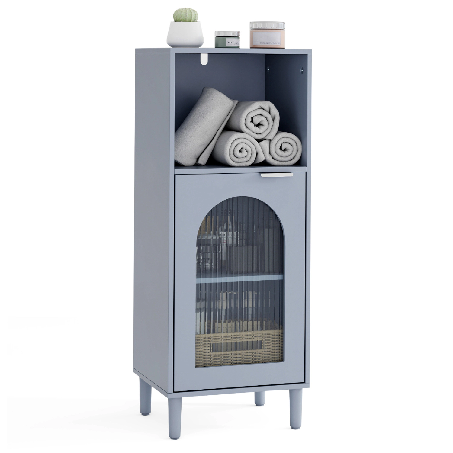 SlickBlue Bathroom Storage Cabinet with Glass Door and Shelf