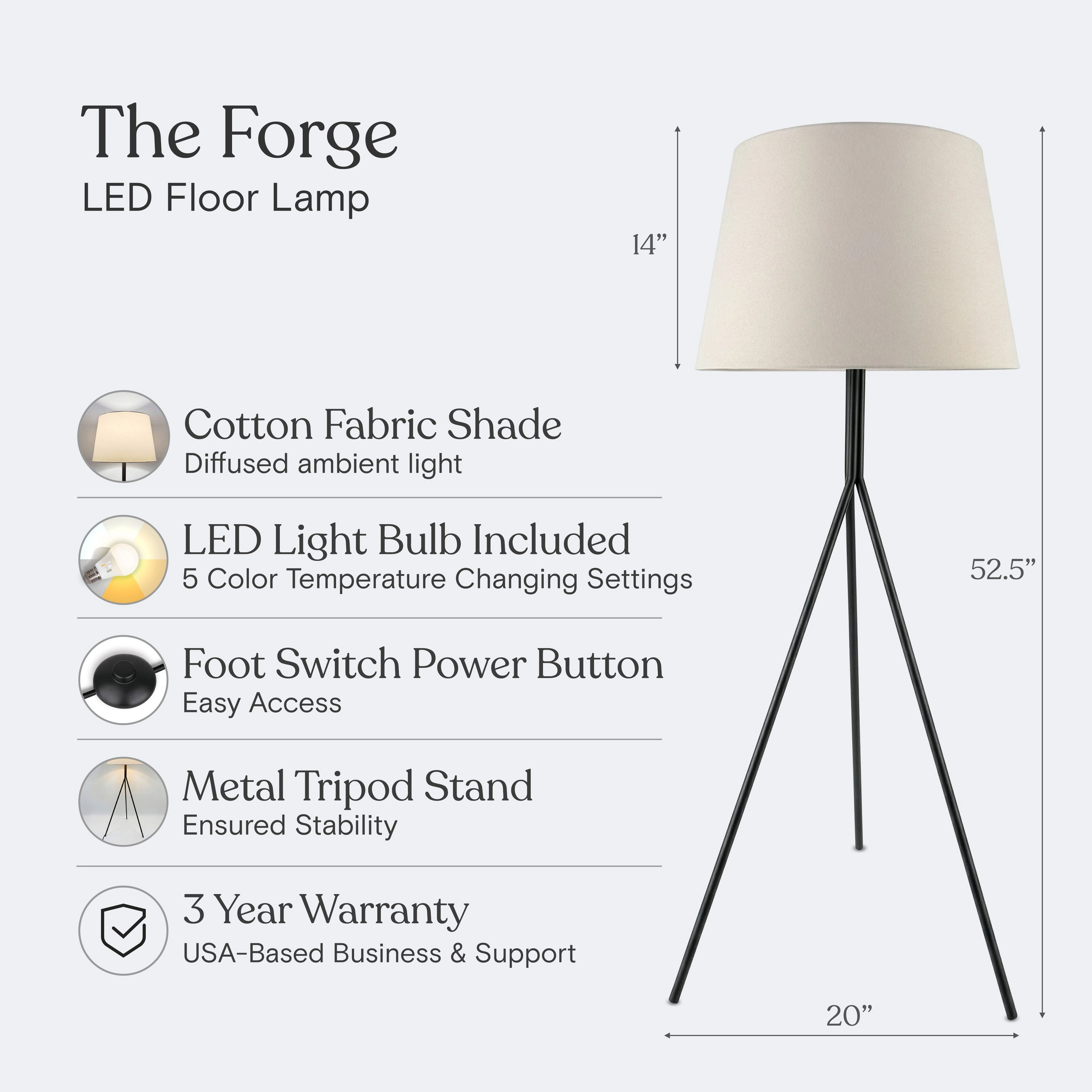 Brightech Forge Tripod LED Floor Lamp