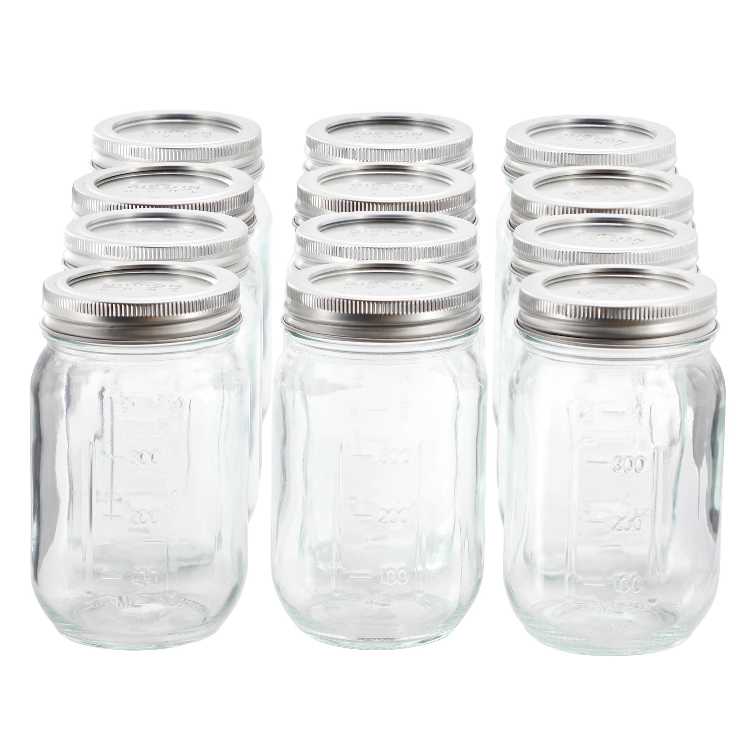 Gibson Home Market Preserves 12 Piece 16 Ounce Glass Canning jars with Lids and Bands