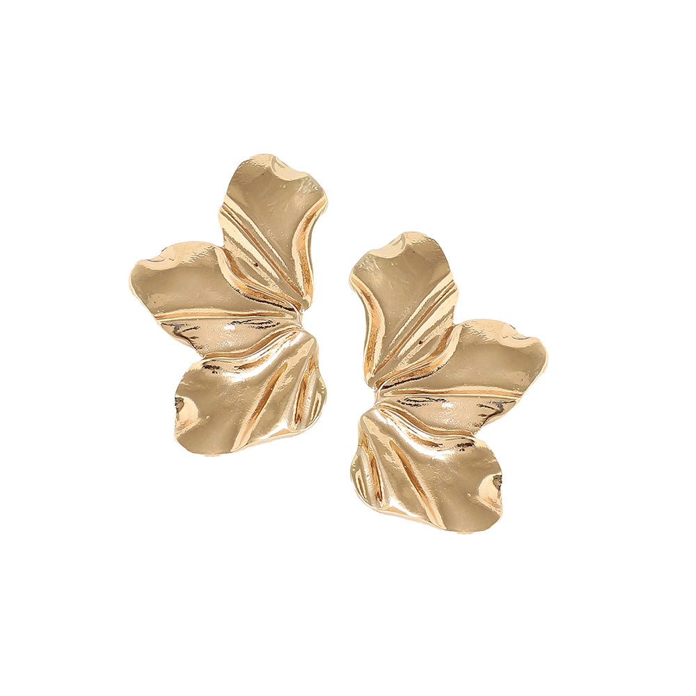 SOHI Women's Gold-Toned Floral Drop Stud Earrings