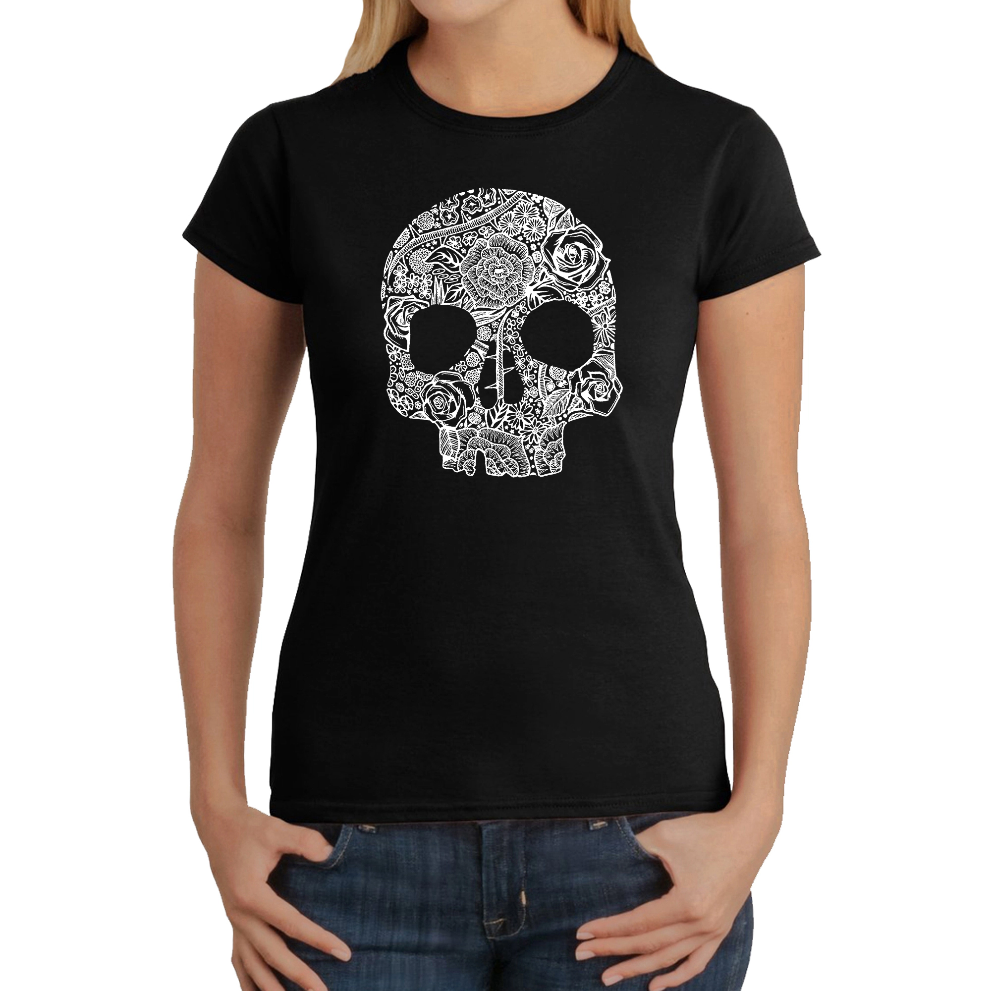LA Pop Art Women's Word T-Shirt - Flower Skull