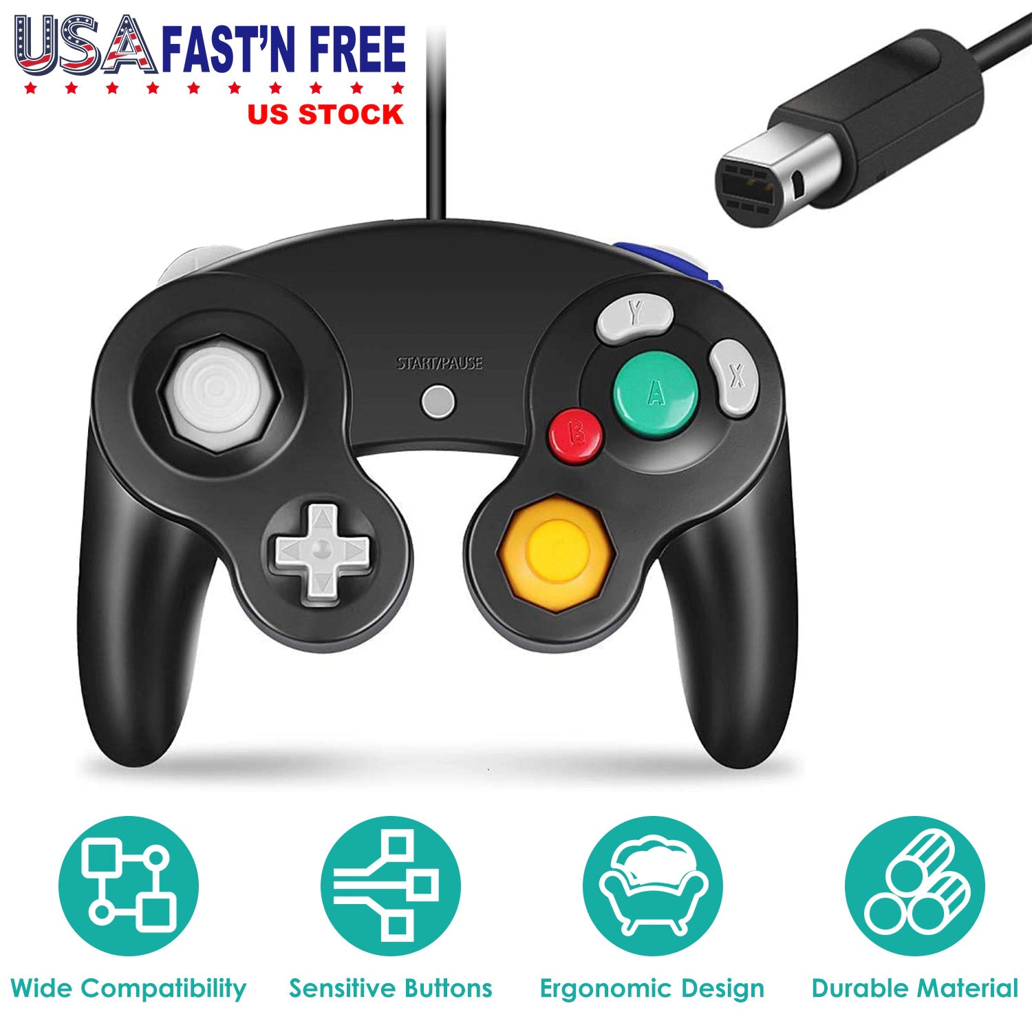 GBruno Wired Game Controller For Nintendo Wii Gamecube