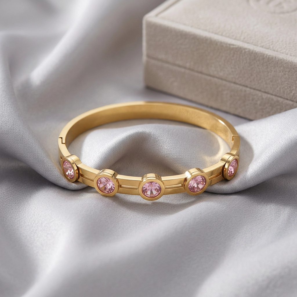 DressAtR Women’s 3D Dotted 18K Gold Plated Bangle