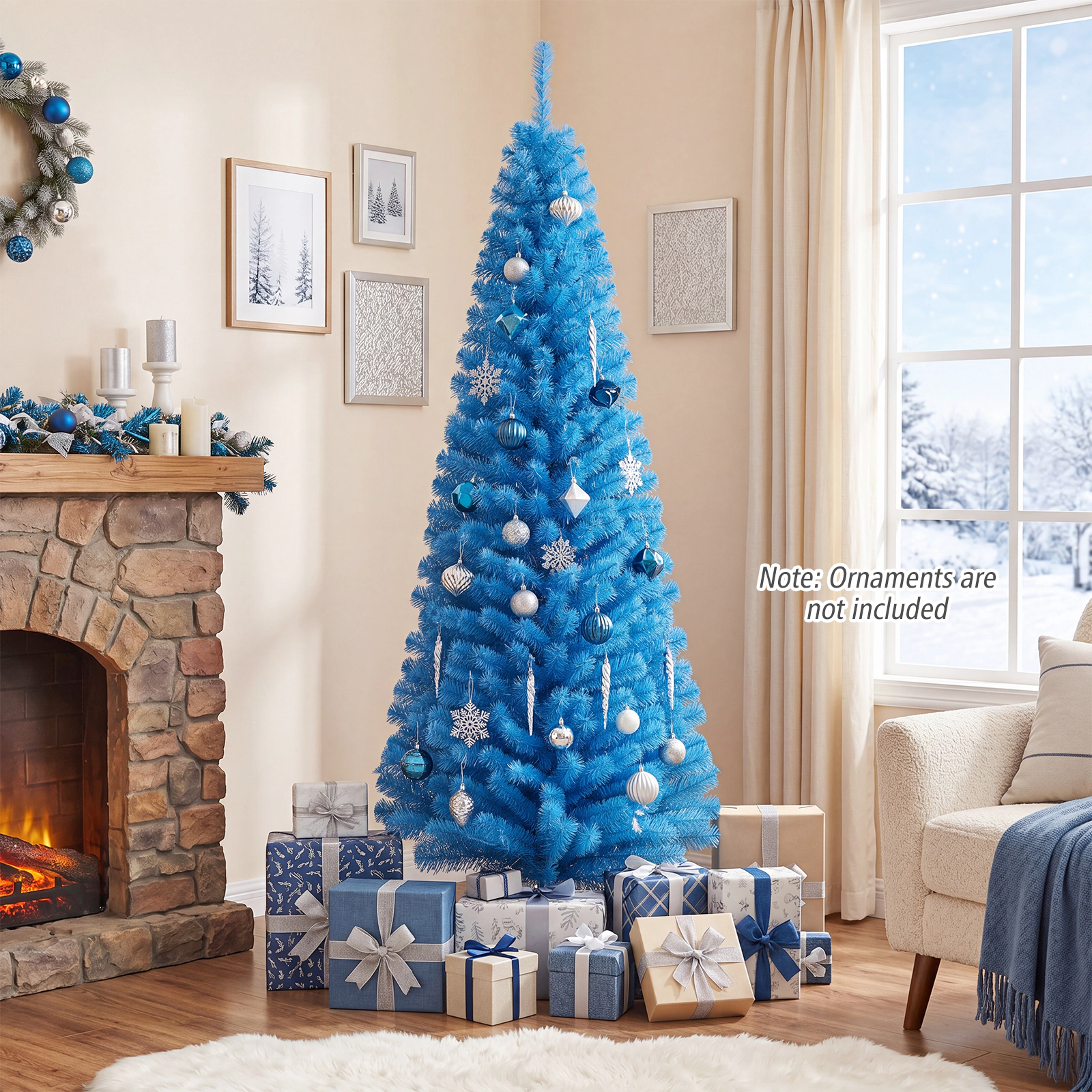 Costway 6 FT Artificial Christmas Tree Unlit Xmas Pencil Tree with 520 Branch Tips