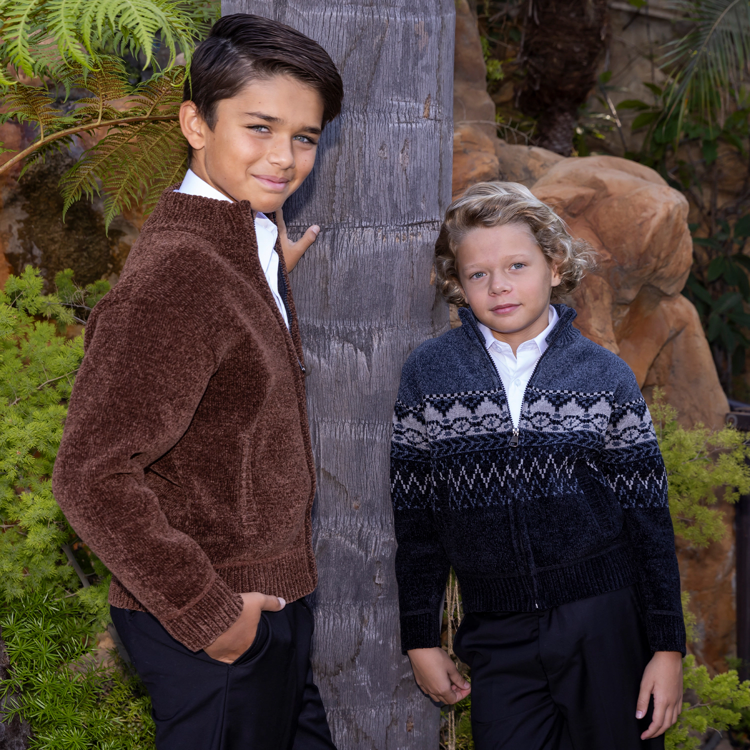 Gioberti Boys Knitted Chenille Cardigan Sweater with Flannel Lining