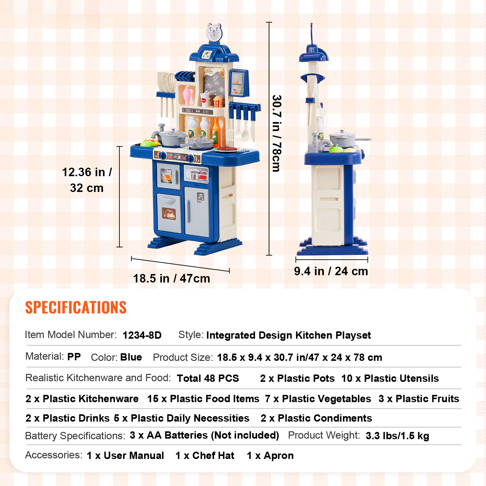 HONGGE Kitchen Toddler with Sounds and Lights Play Set for Toddlers