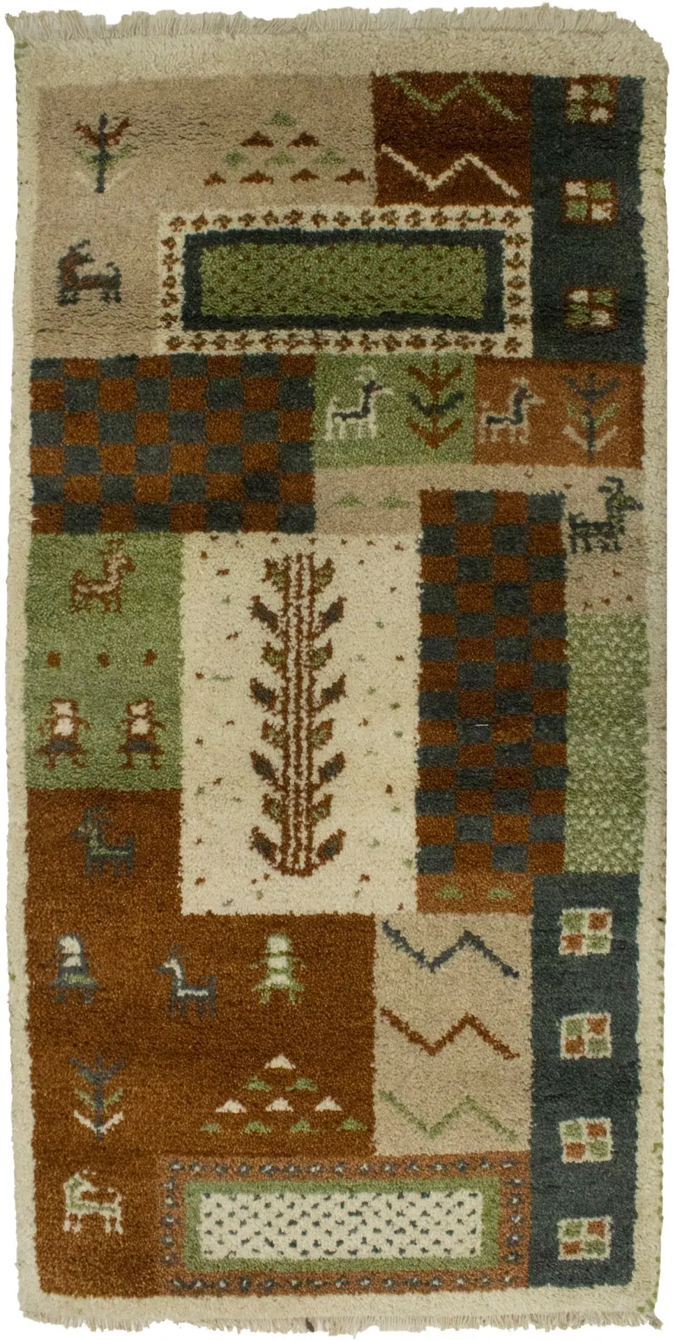 Magic Rugs Beige Geometric 2X4 Indo-Gabbeh Oriental Rug