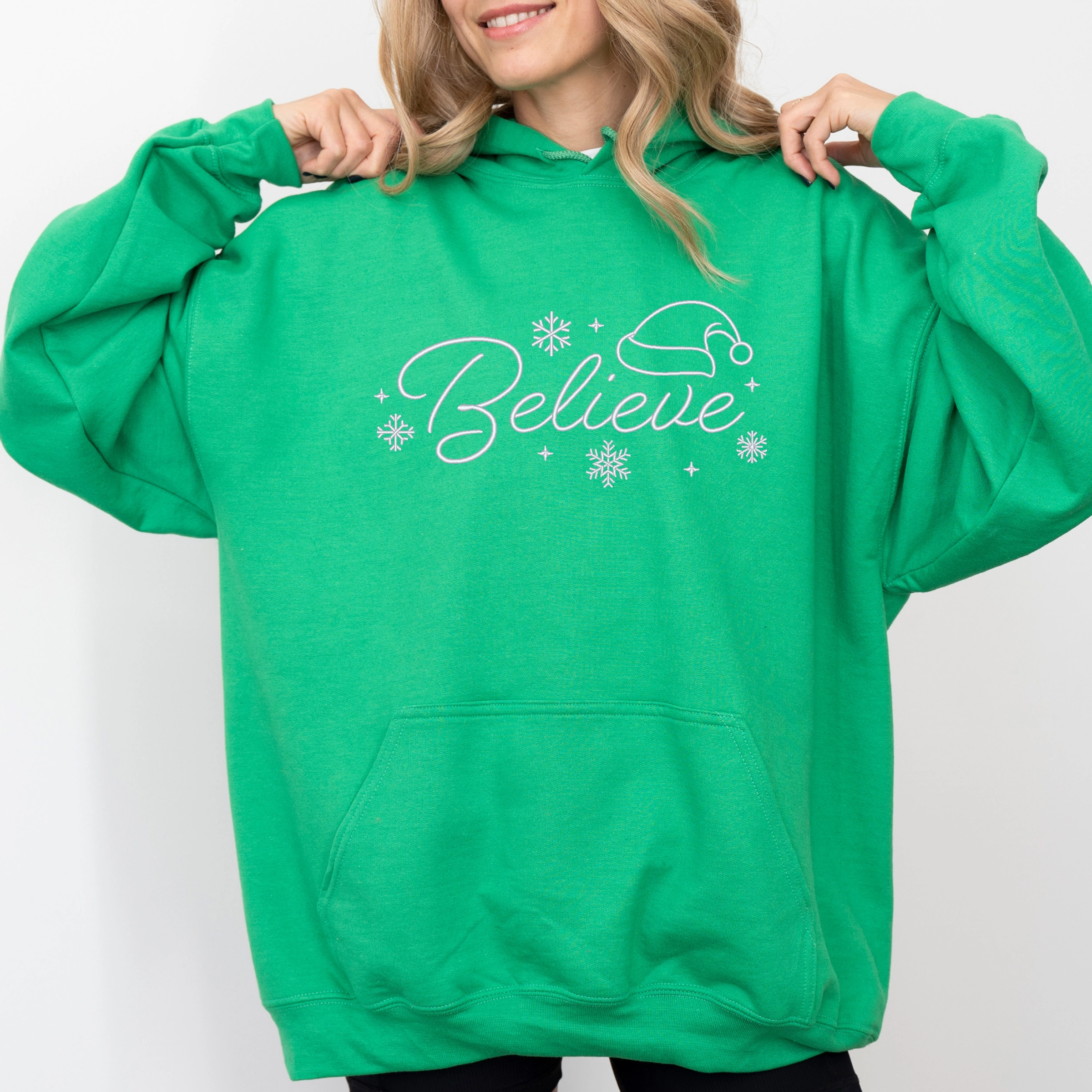 Simply Sage Market - Women's Graphic Hoodie Embroidered Believe Snowflake