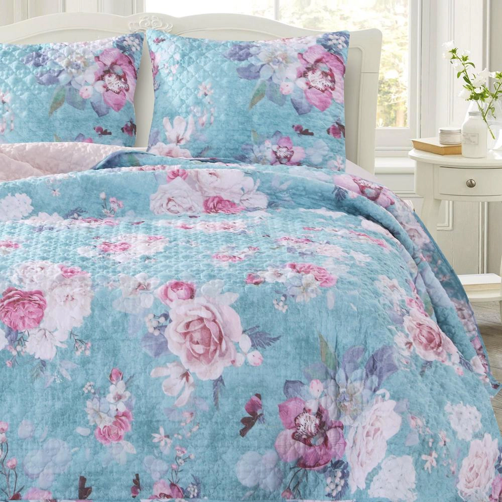 Greenland Home Fashions Barefoot Bungalow Avril Floral Digitally Printed Reverse Pillow Sham
