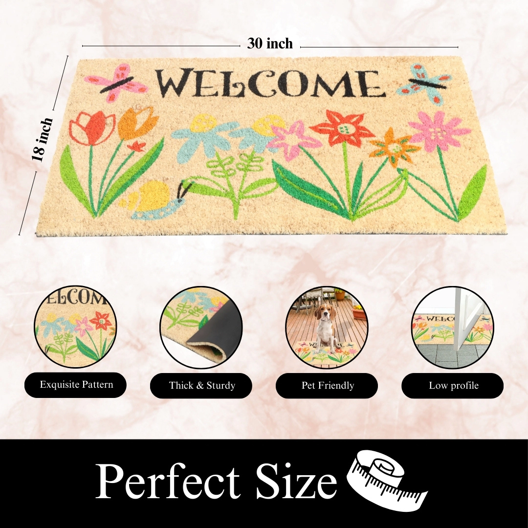 A1 Home Collections Natural Coir Coastal Christmas Doormat Heavy Duty Non-Slip PVC Backing Outdoor Mat 18 x 30 In