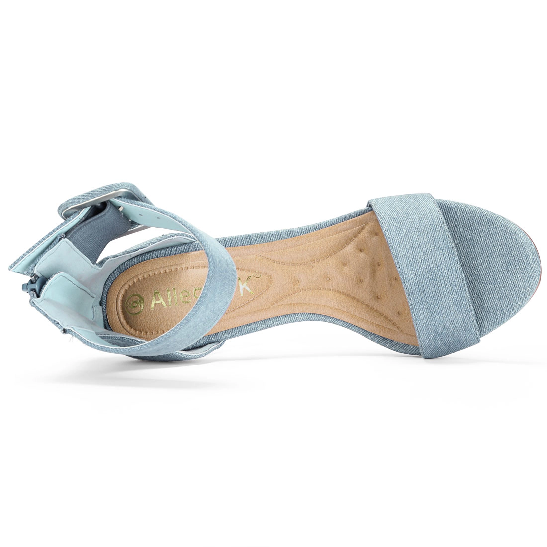 BLISSFUL STEP Women Open Toe Ankle Strap Block High Heel Padded Insole Sandals