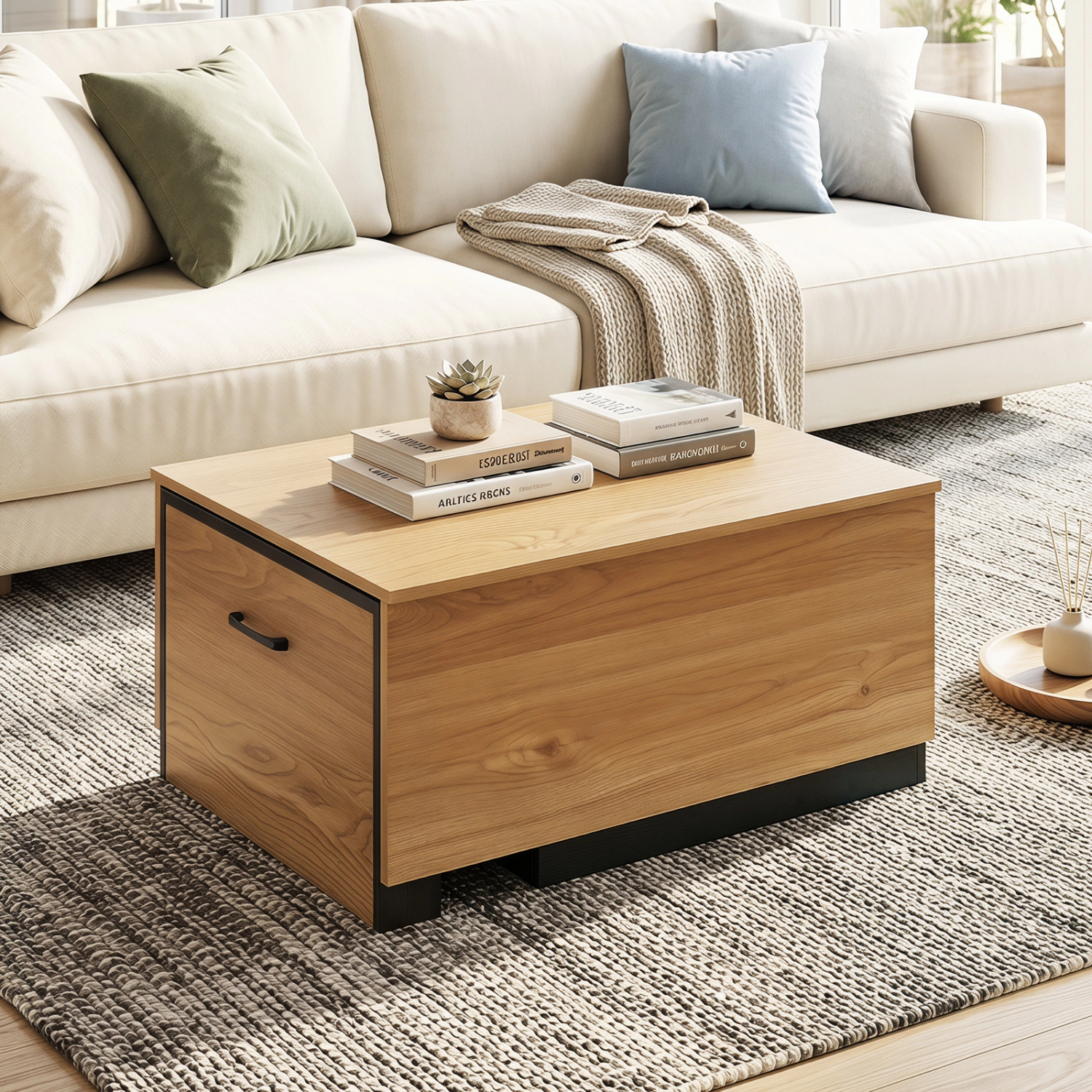LJG Extendable Coffee Table with Concealed Storage Compartment