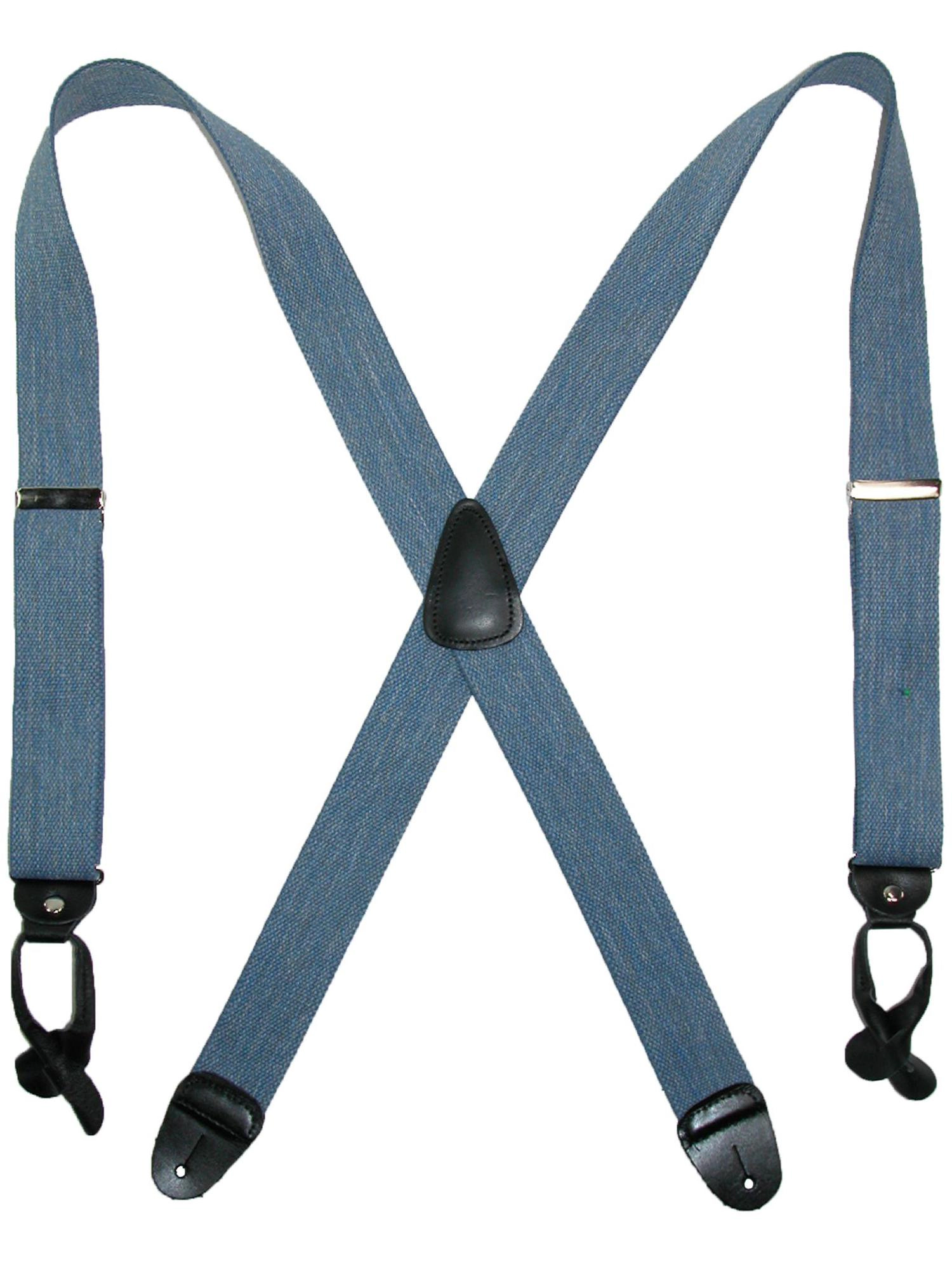 CTM Men's Elastic Denim 2 Inch Button-End Suspenders