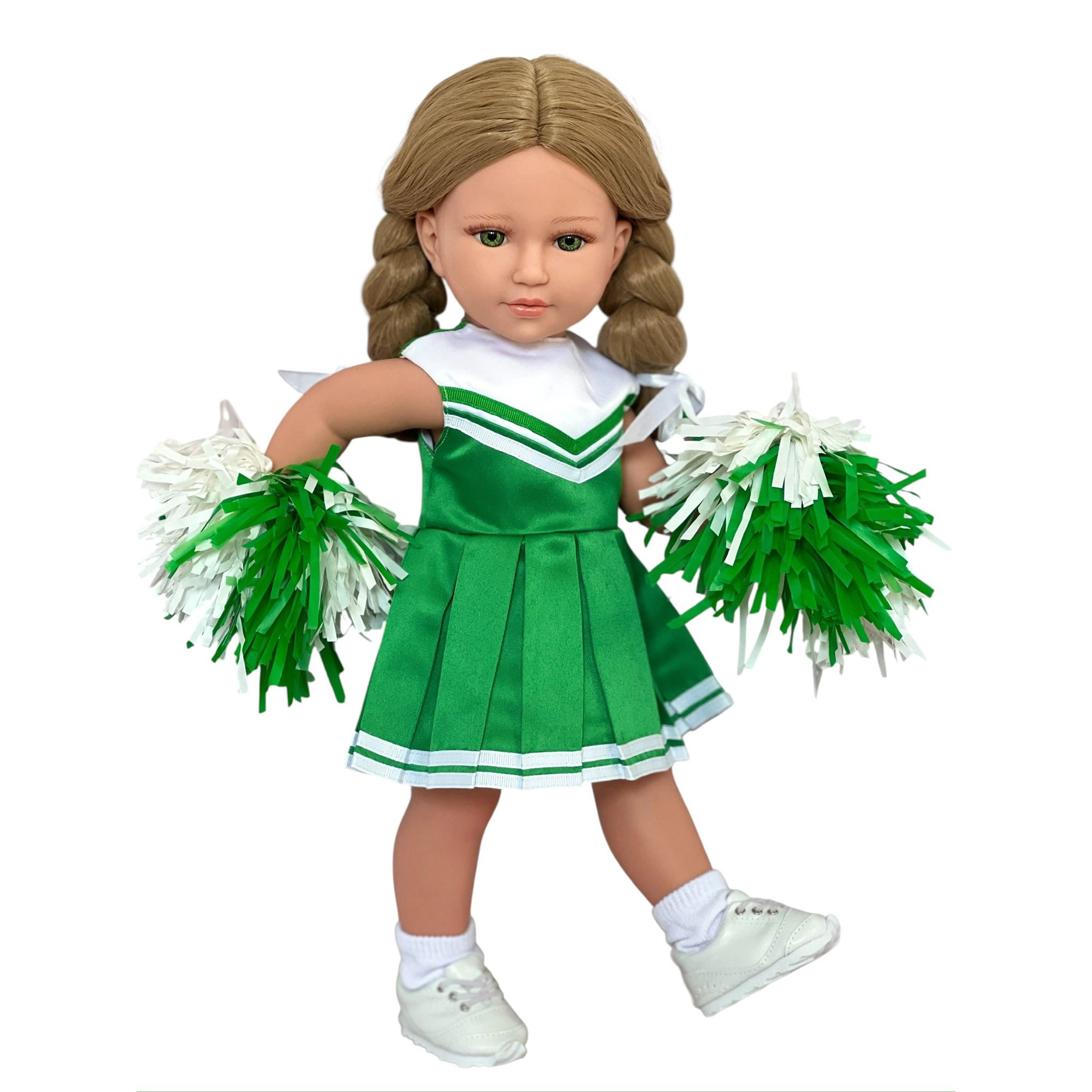 MBD® 18 Inch Doll Clothes- Green and White Cheerleader Outfit Fits 18 Inch Kennedy and Friends Dolls