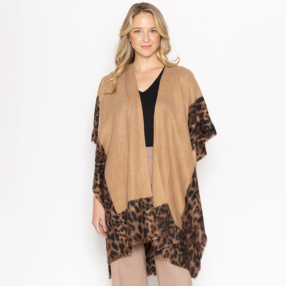 Truedames Women Leopard Print Kimono Poncho