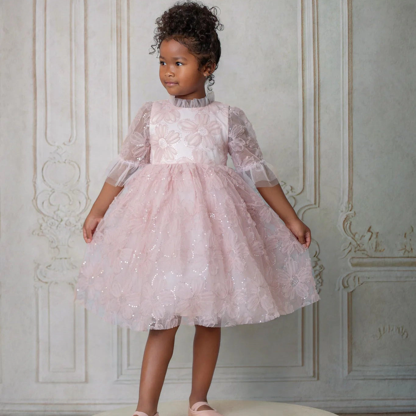 Faeella Girls Blush Petal Music Box Dress