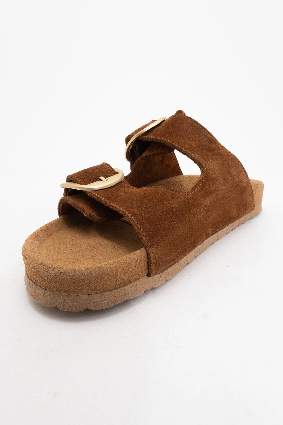 Forever & Always Womens Ovesta Soft Footbed Leather Slide Sandal