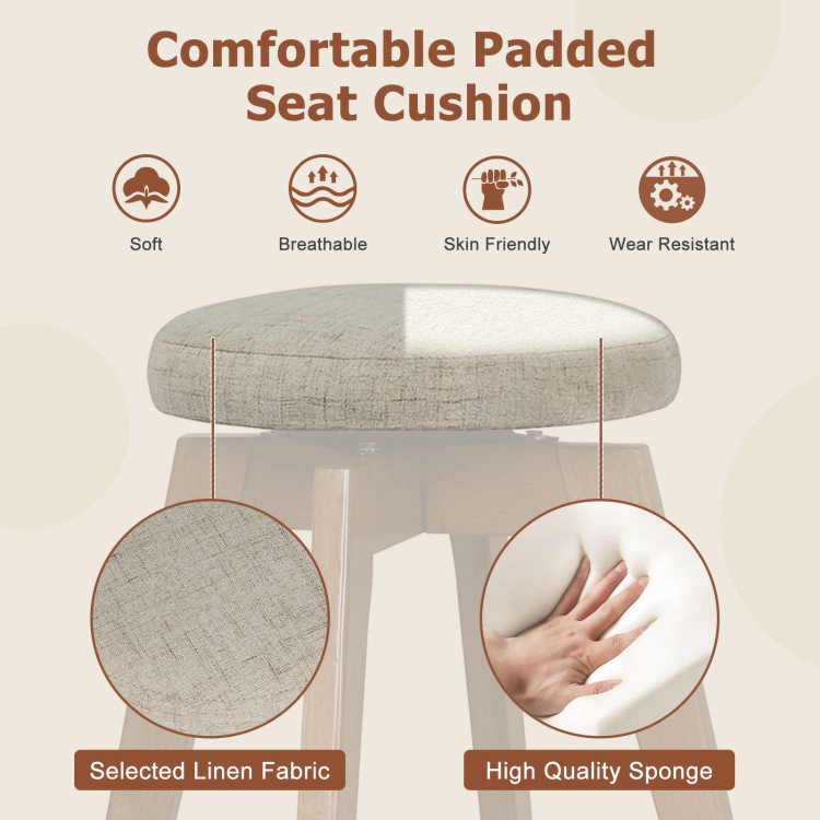 Hivvago Set of 2 26" Swivel Bar Stools with Backless Linen Upholstered Seats