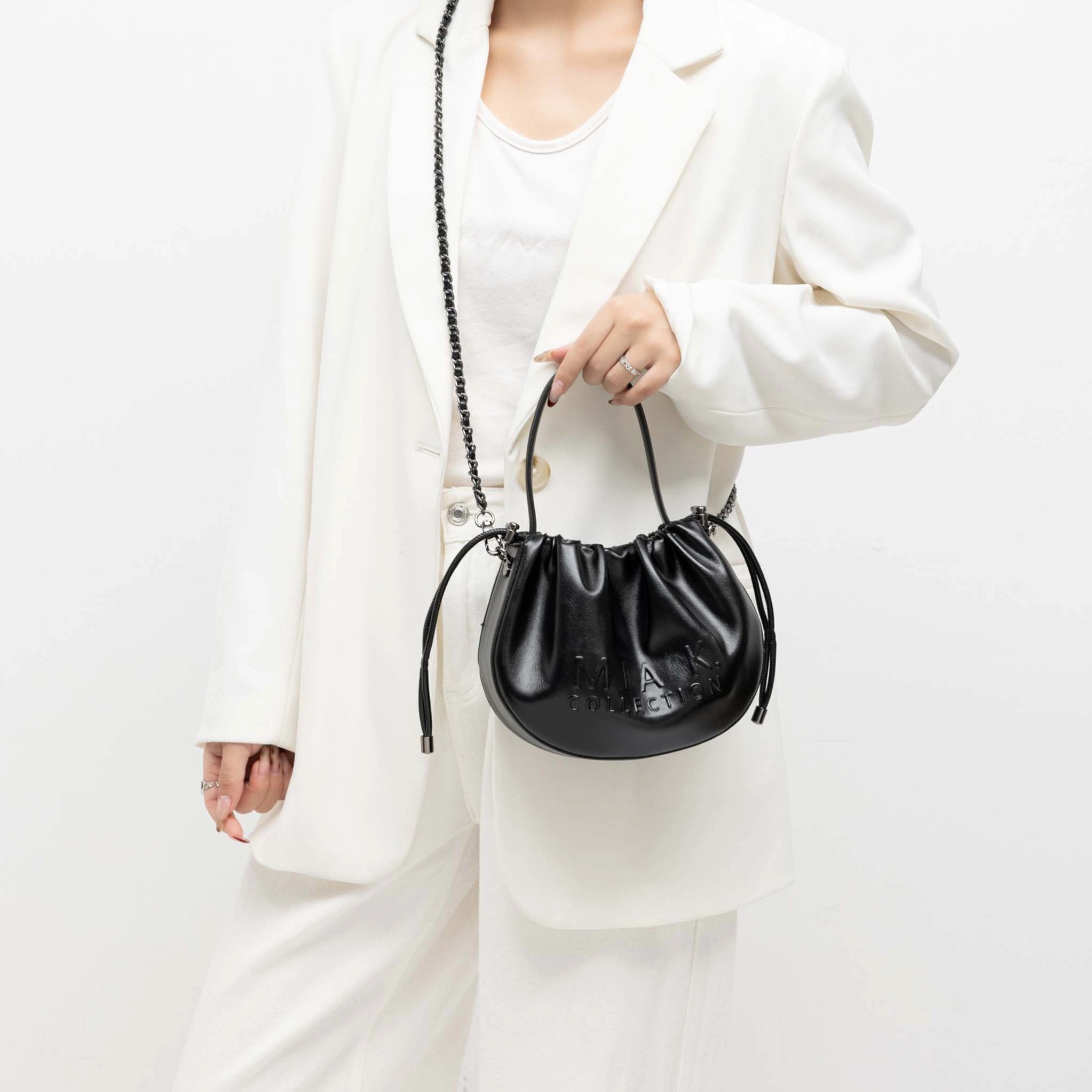 Mia K Collection Faux Leather Crossbody Bag, Adjustable Strap, Gunmetal Hardware