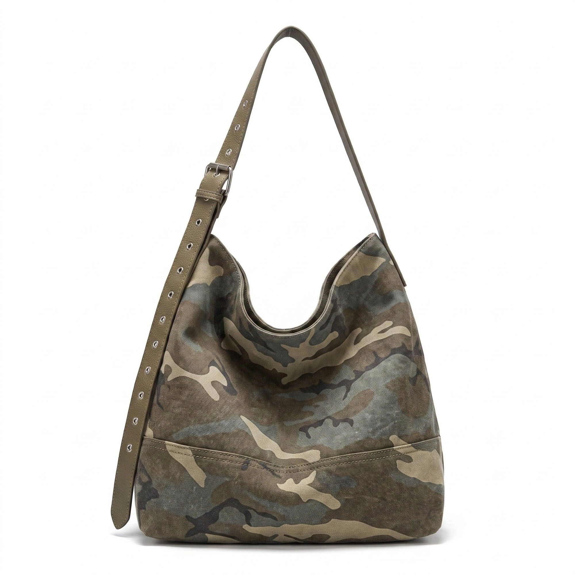Alilang Women's Camouflage Print Slouchy Hobo Bag with Adjustable Grommet Strap