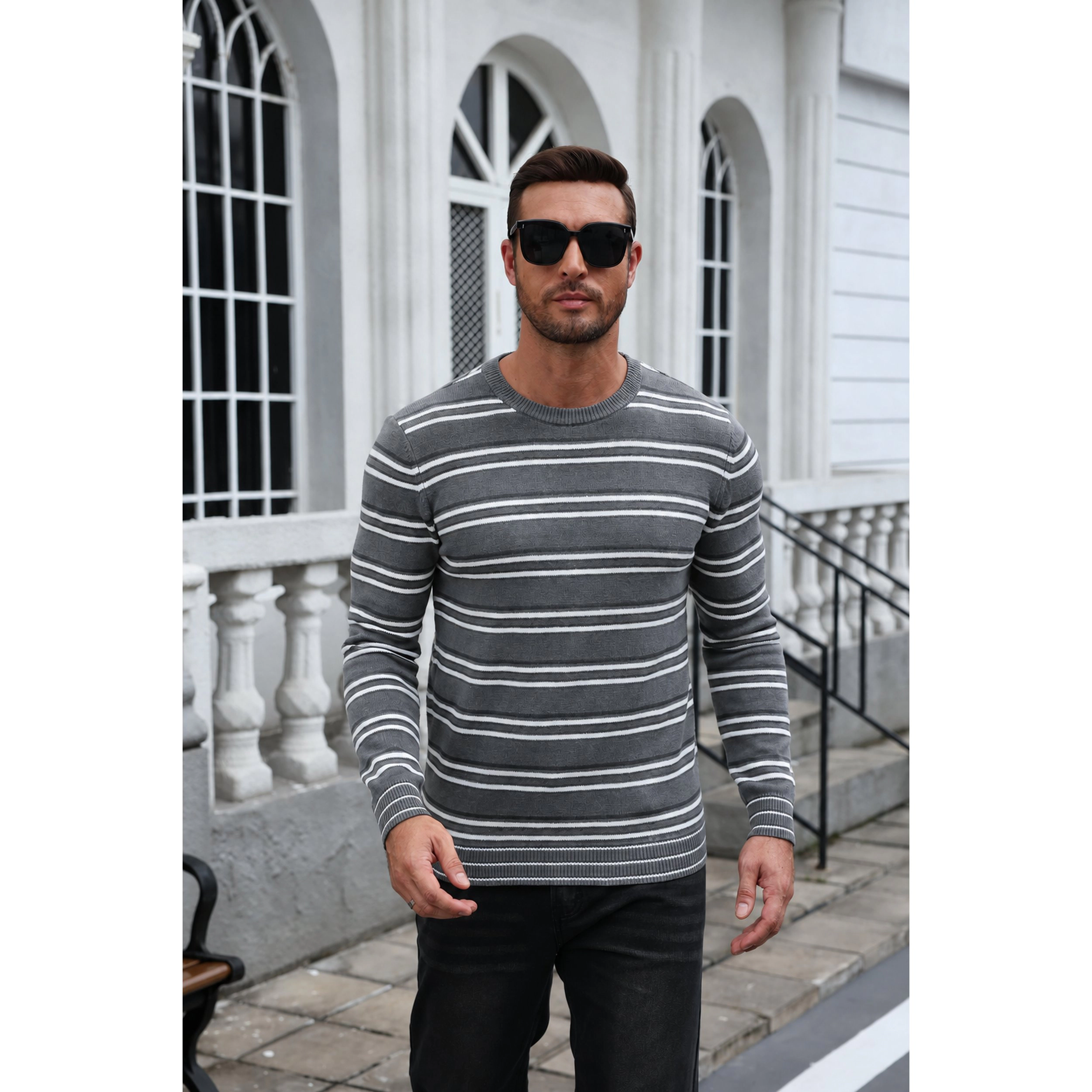 COOFANDY Men's Regular Fit Crew Neck Long Sleeve Pullover Sweater