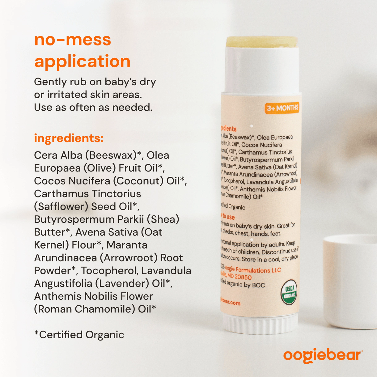 oogiebear Soothe All Organic Balm 0.5 oz - USDA Organic, Non-Greasy Baby Moisturizer