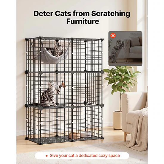 HONGGE Cat Cage DIY Cat Playpen Indoor Enclosure Detachable Metal Wire Kennel Crate with Large Exercise Place Ideal for