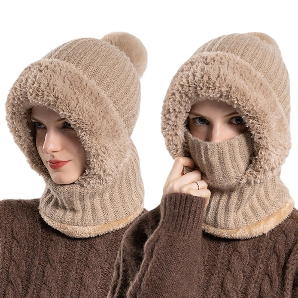 Wardrobe Whimsy Womens Knit Beanie Hat Fleece Lined Scarf Mask Set Snow Caps