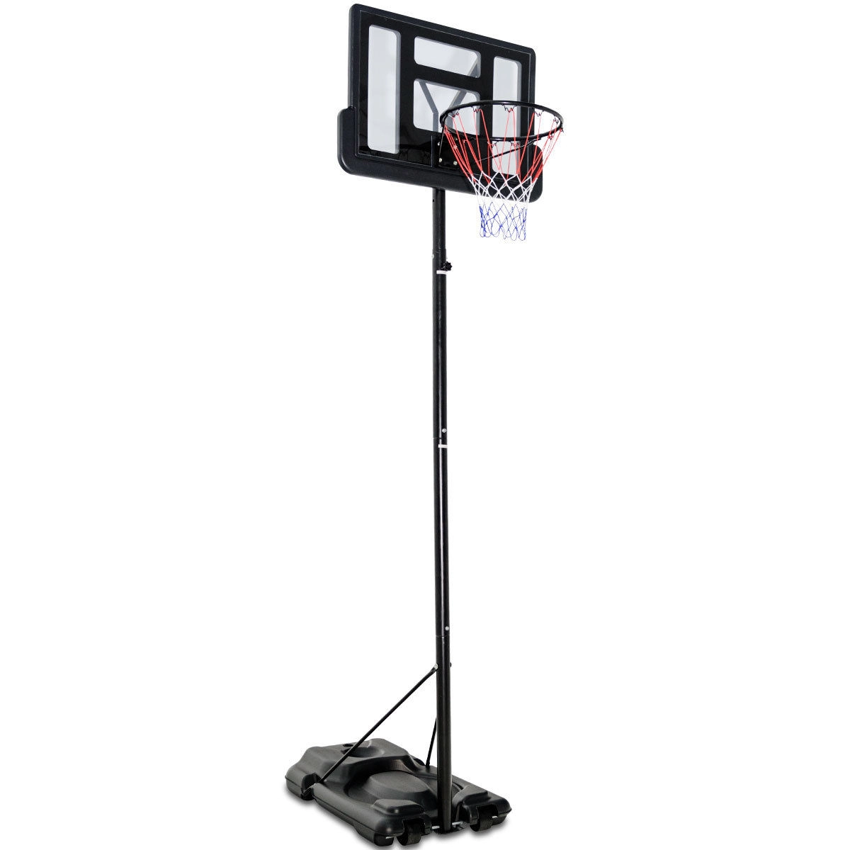 SUGIFT Black Portable Basketball Hoop with Shatterproof Backboard and 2 Nets 8.5-ft to 10-ft H 18-in Rim