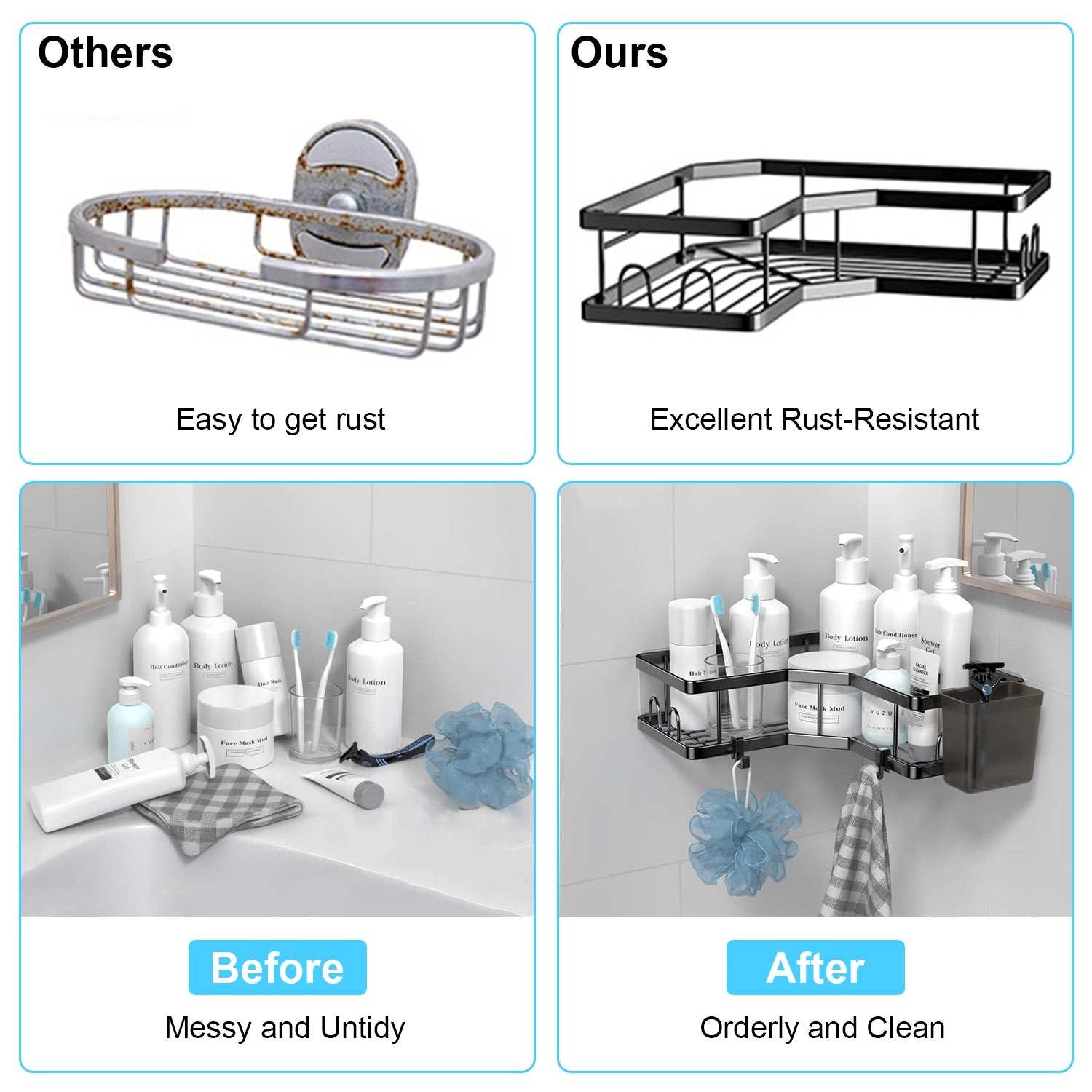 GBruno 2-Pc Corner Shower Caddy With Soap Holders