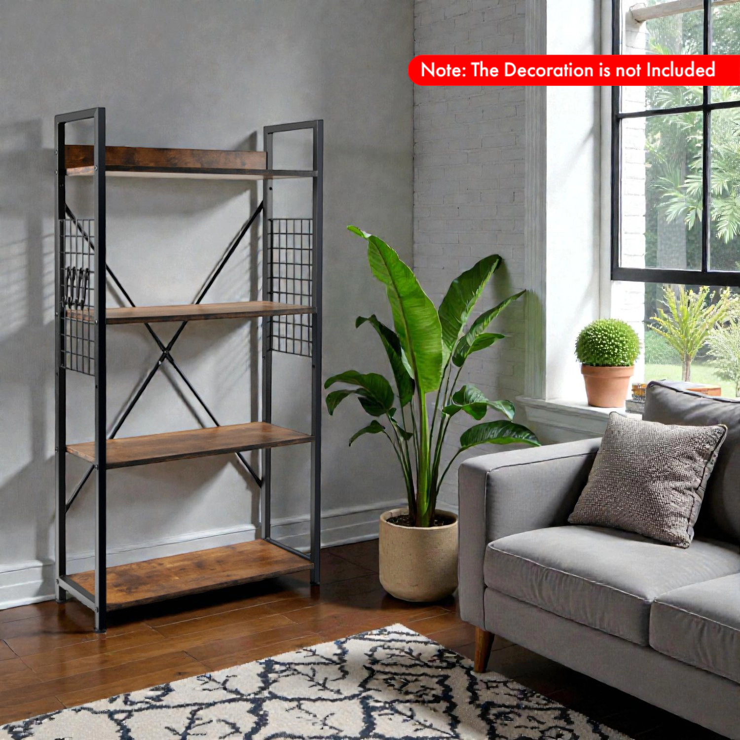 Hivvago 4-Level Industrial Bookshelf with Open Shelving for Home and Office