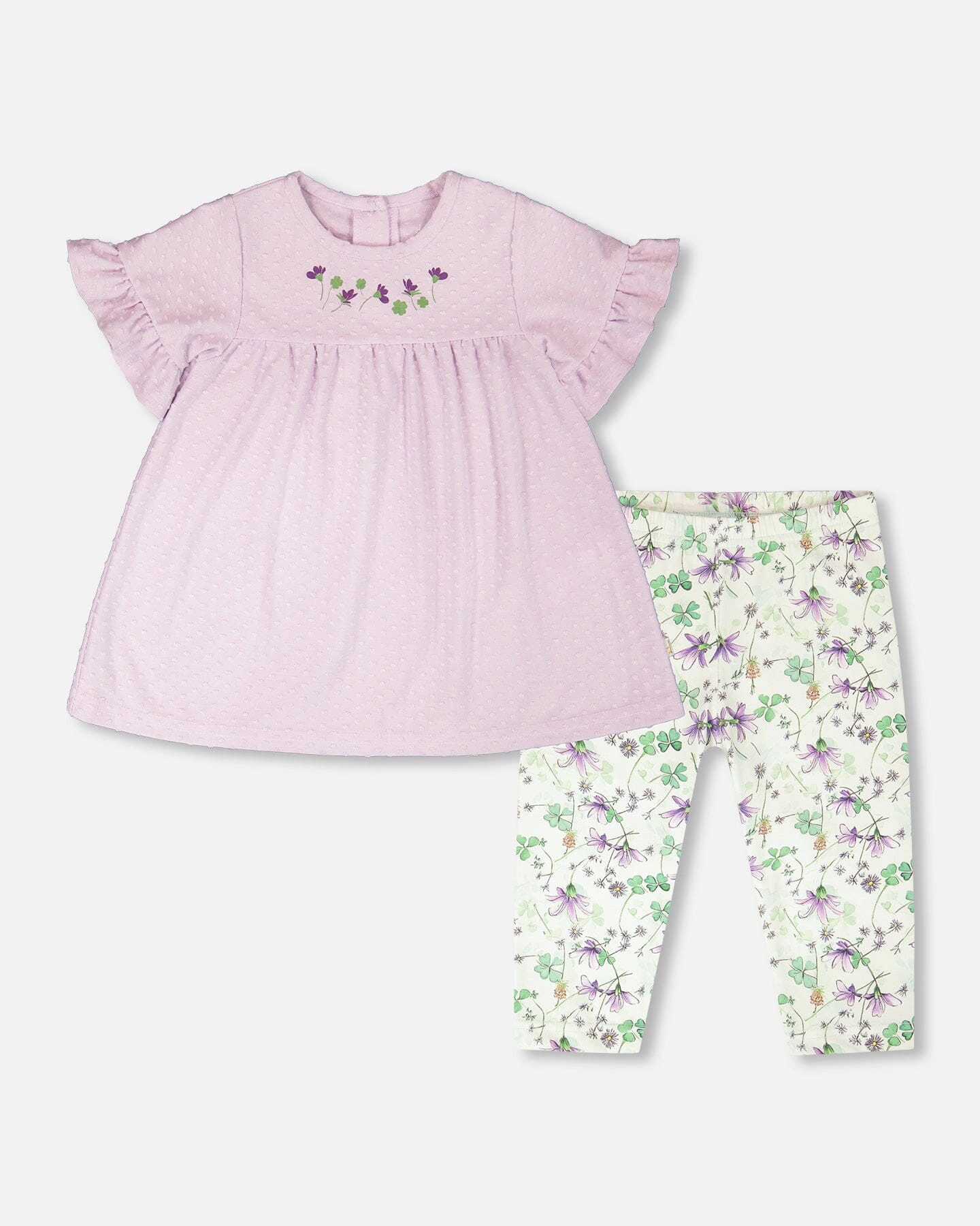 Deux par Girls Jersey Tunic and Cotton Capri Set Printed Flowers