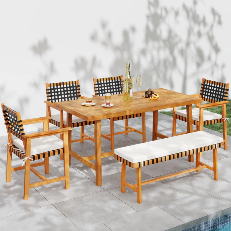 Hivvago 6-Piece Patio Dining Set For 5-6 People Farmhouse Furniture