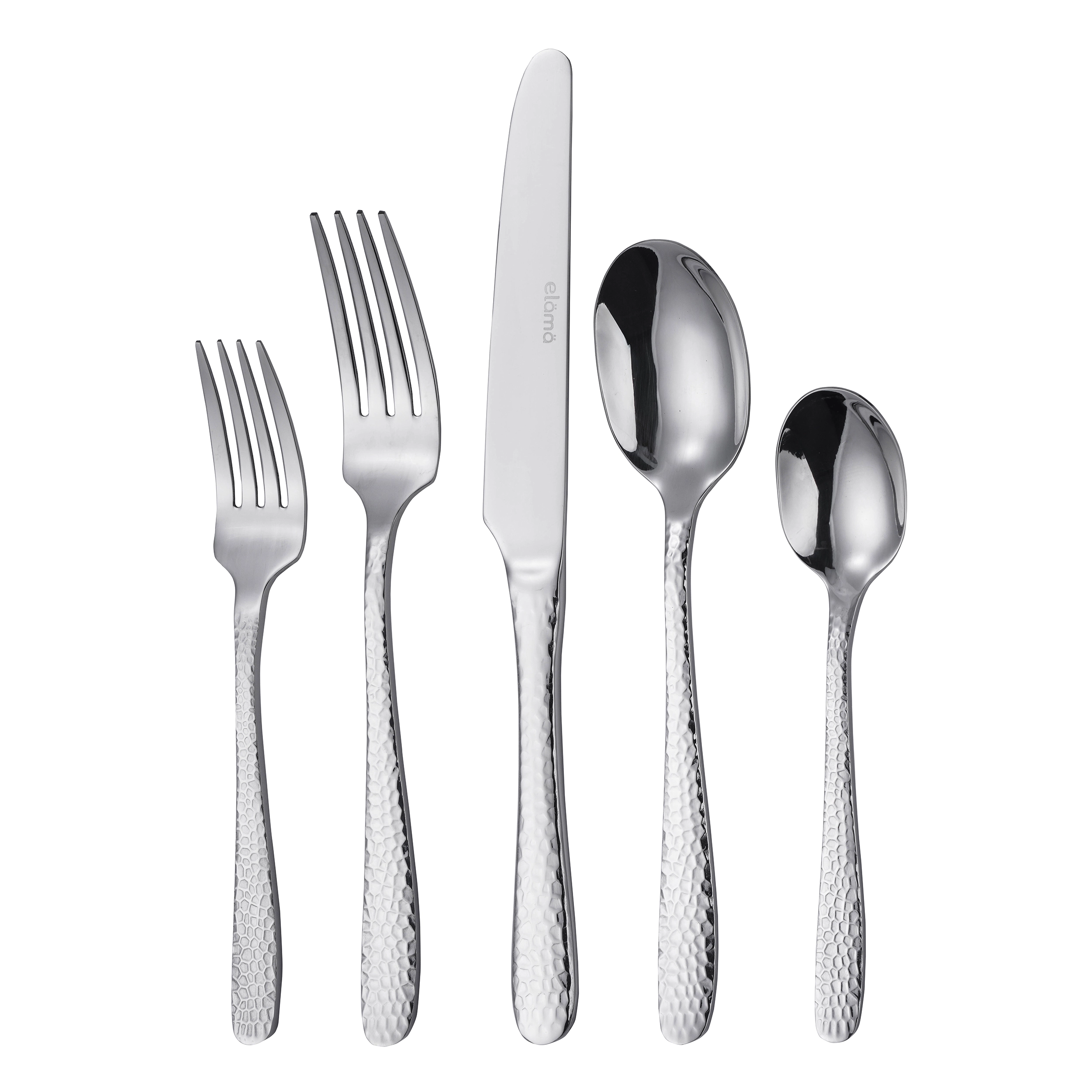 Elama Celia 65 Piece Mirror Polished Stainless Steel Flatware Set with Serving Pieces