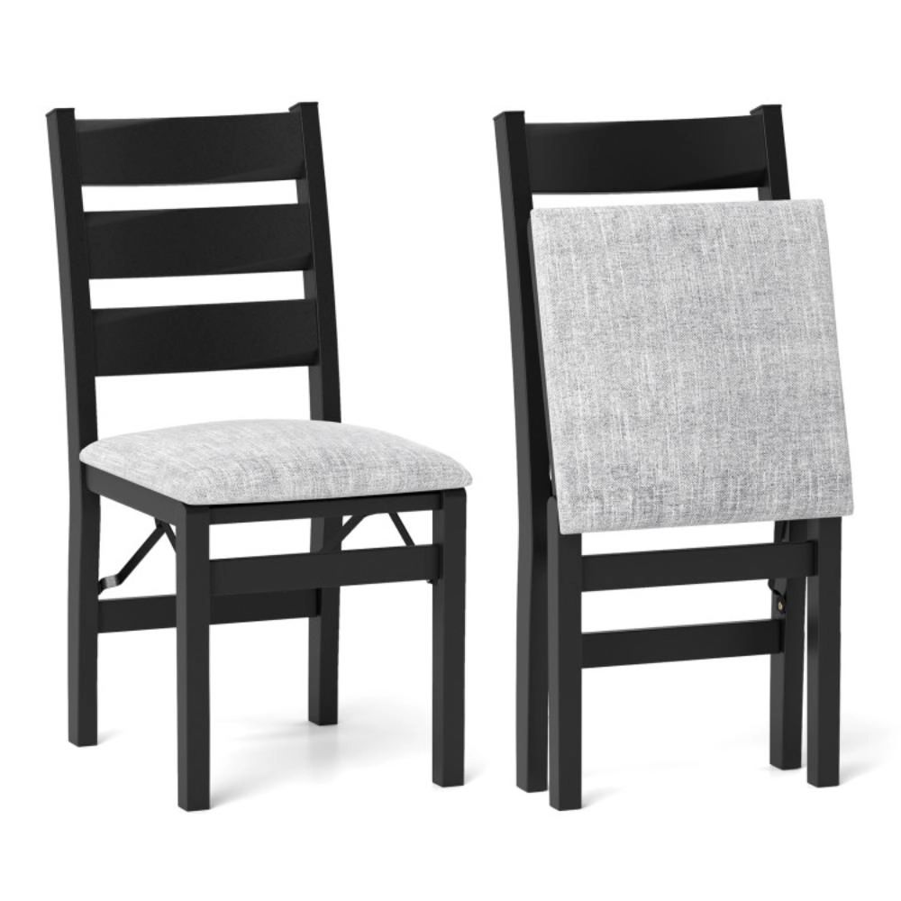 Hivvago Modern Upholstered Folding Chairs Set of 2 with Comfy Backrest-Black