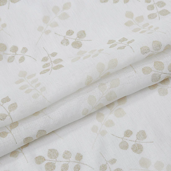Dainty Home Clarissa Linen Textured Metallic Fabric Shower Curtain with 12 Matching Hooks 70" x 72"