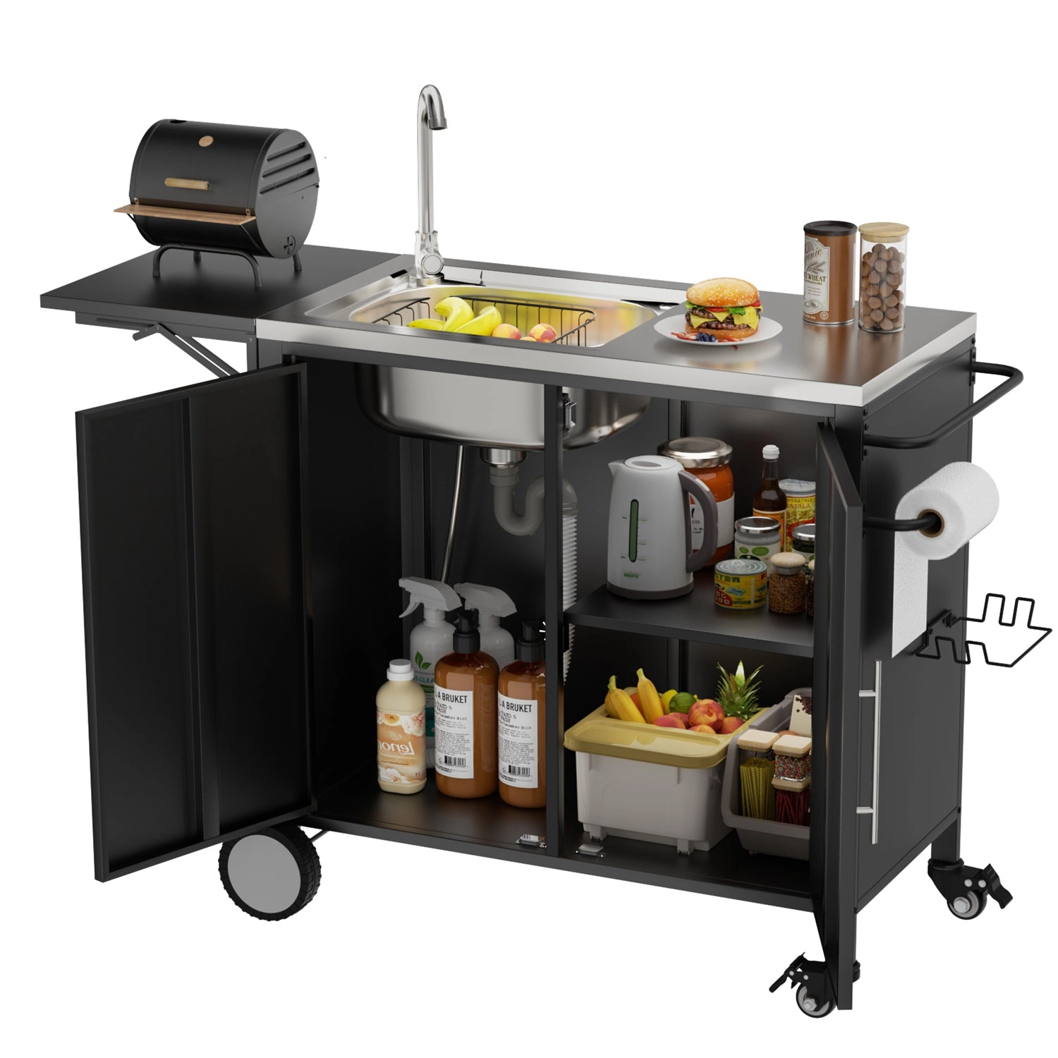 GBruno Stainless Steel Grill Cart With Sink