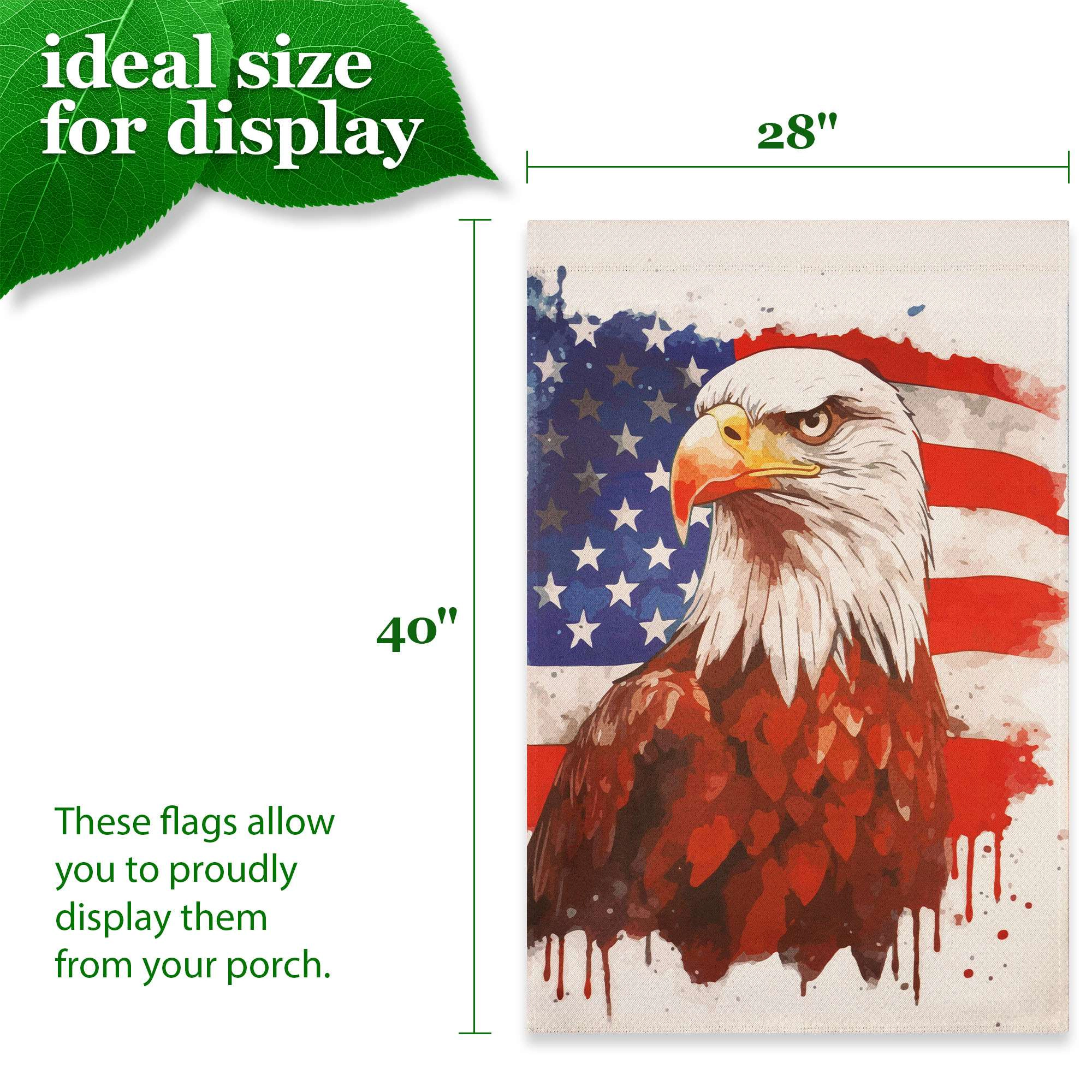 G128 Patriotic Bald Eagle 28x40 Double-Sided Garden Flag - Blockout Polyester