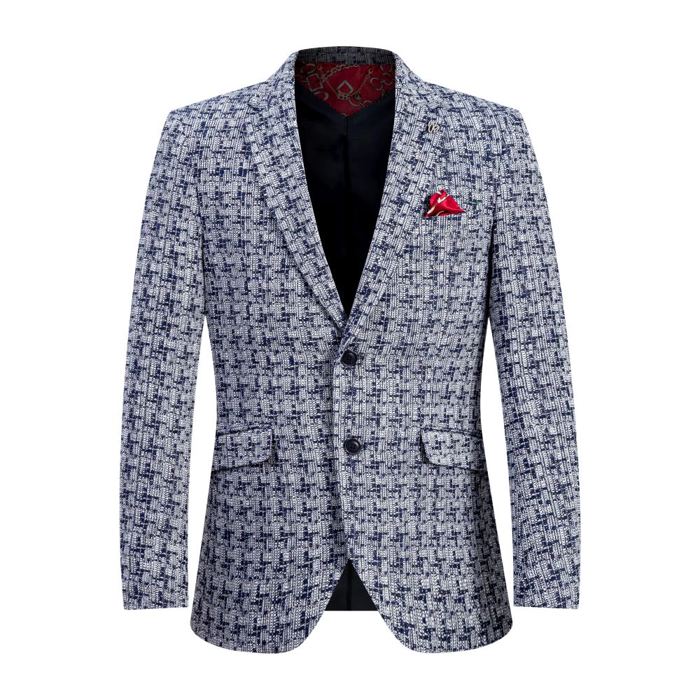 Elie Balleh Men's Slim Fit Houndtooth Brocade Blazer
