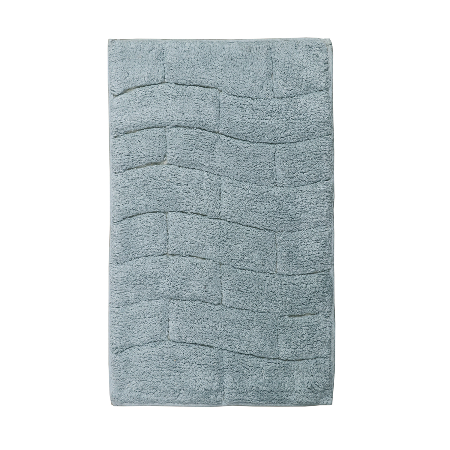 Knightsbridge Stylish And Comfortable All Season Traditional New Tile Design Cotton Bath Rug 17" X 24" Light Blue
